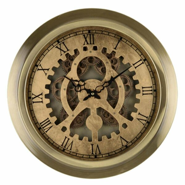 Homeroots Gold Industrial Style Round Wall Clock 401299